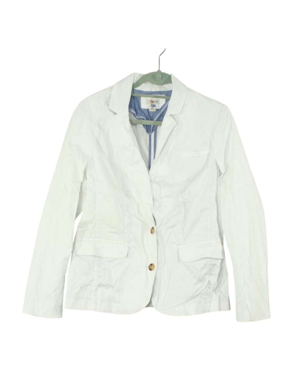 LL Bean Women’s White Blazer Jacket Cotton Stretch Tailored Casual Career Small